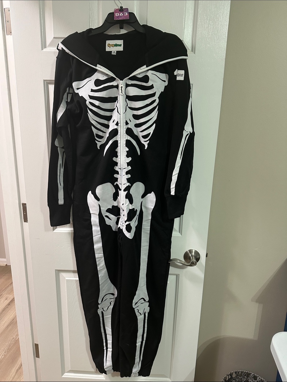 Tipsy Elves Black & White Kids Hooded Skeleton Onesie